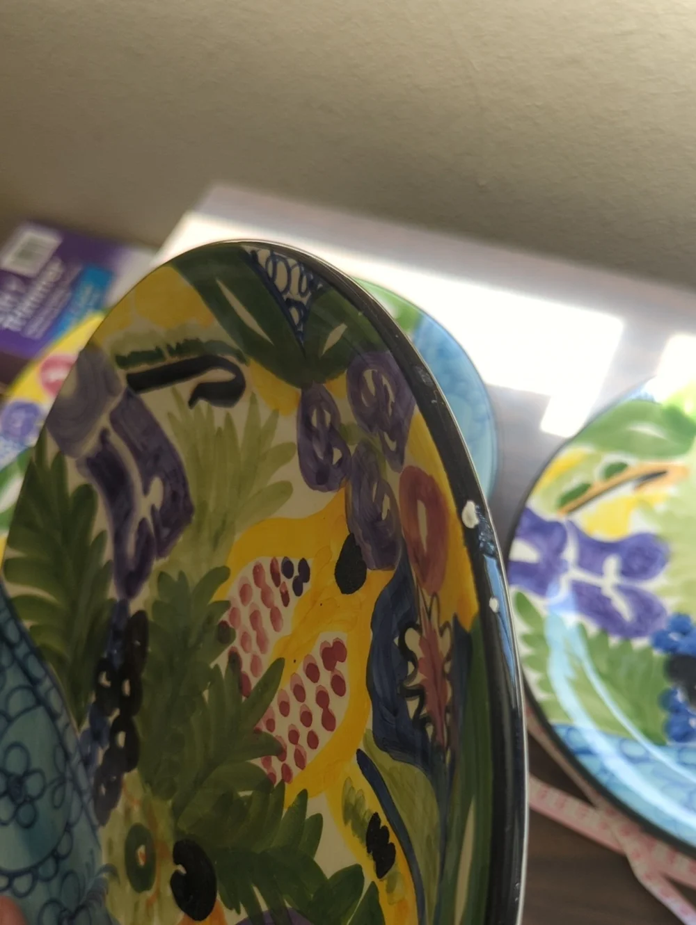 Favanol Martinique Hand Painted Dinner Plates, Set Of 7